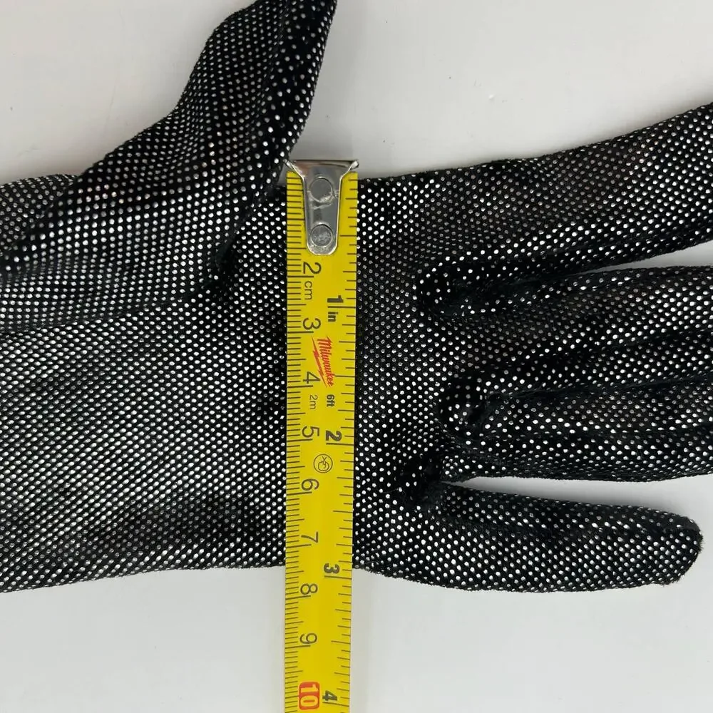 Dot Metallic Silver Stretch Gloves Long Party Cocktail Formal